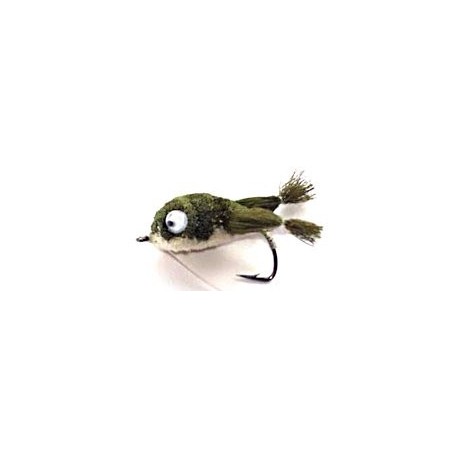 Bass Flies olive white kicking frog bass bug $8.50