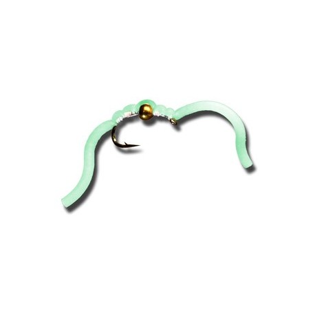 Nymphs BH Squiggly San Juan Worm Glow In The Dark $2.34