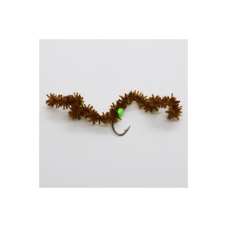 Nymphs Standards caddis brown with lime green bead chewing gum worm $2.34