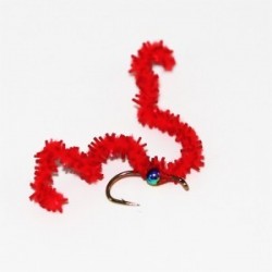 Nymphs Standards red chewing gum worm with rainbow bead $2.34