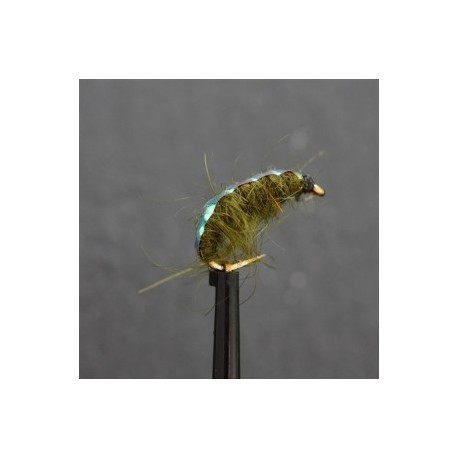 Nymphs Standards olive weighted flash shrimp $2.34