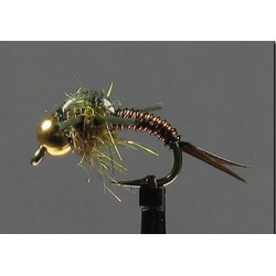 Nymphs Pure Copper Nymph Wired Bead Head Rubber Legs Copper side $2.34