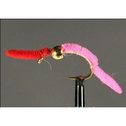 Nymphs Pure San Juan Worm Bead Head Pink Red Side $2.34