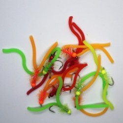 Nymphs Pure squirmy worm barbless selection $2.34