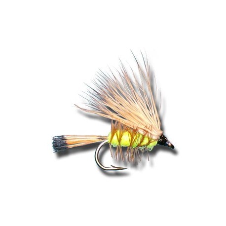 Dries Pure Palmered Caddis Yellow $3.00