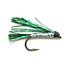 Streamers green silver sparkler button $2.64