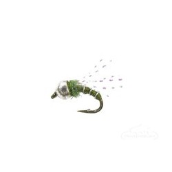 Beaded Nymphs Crystal Midge Olive Tungsten Bead $2.42