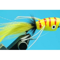 Bass Flies bass popper canary tiger large $8.50