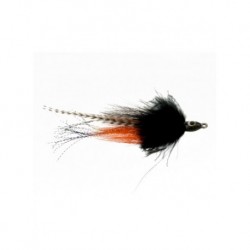 Bass Flies bullethead baitish black and orange $8.50