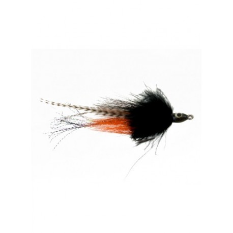 Bass Flies bullethead baitish black and orange $8.50